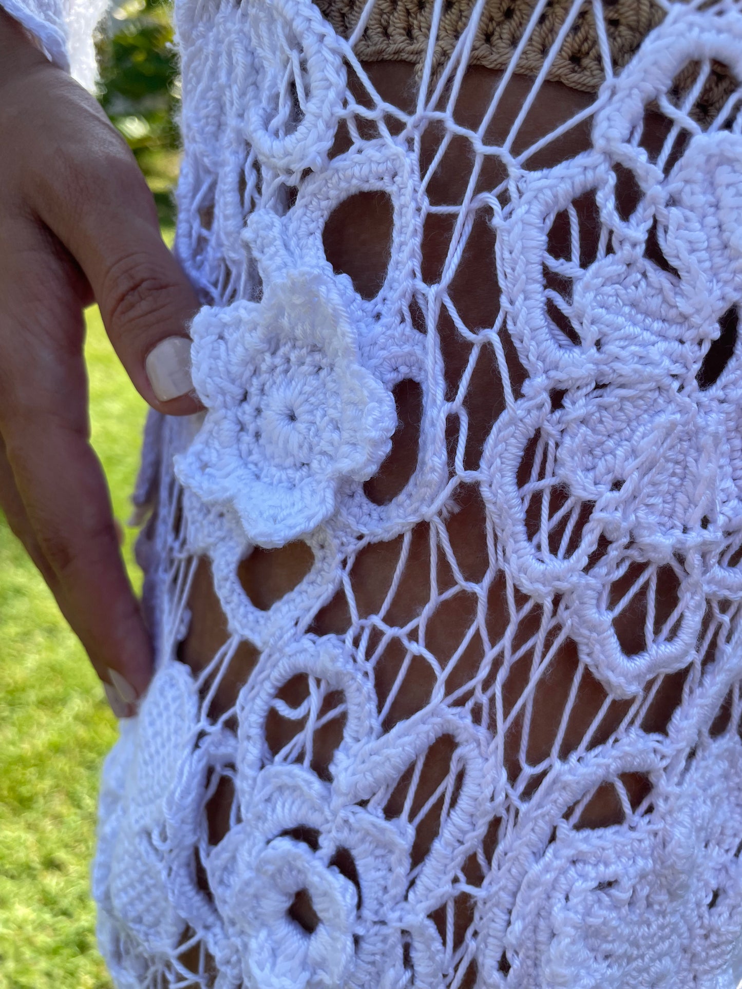 Layered Floral Handmade Crochet Wedding Dress/Cocktail Dress/ Party Dress