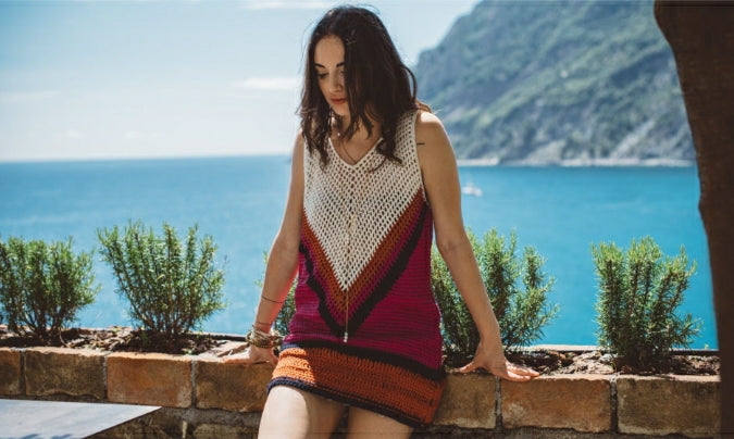 Mesh Tricolour Crochet Dress