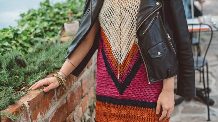 Mesh Tricolour Crochet Dress