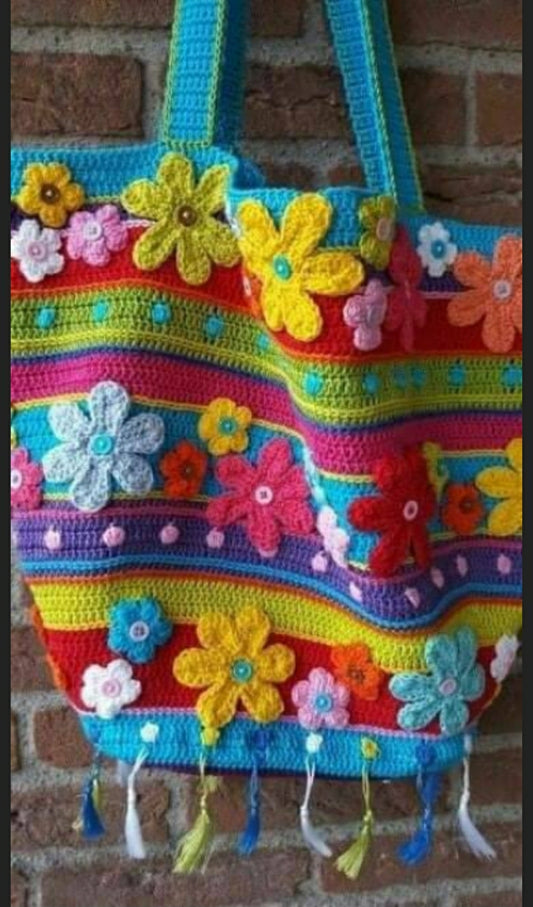 Crochet Beach Floral  Handbag