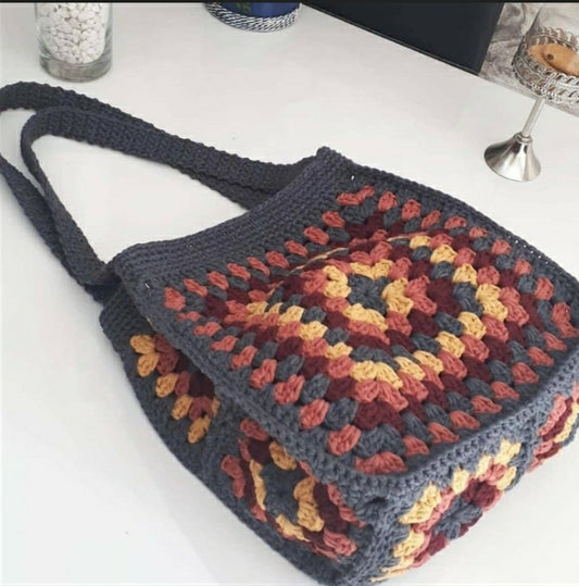 Granny Square Short Handle Crochet Handbag