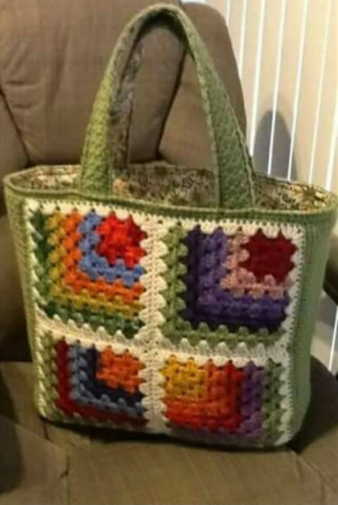 Granny Square Satchel Handbag