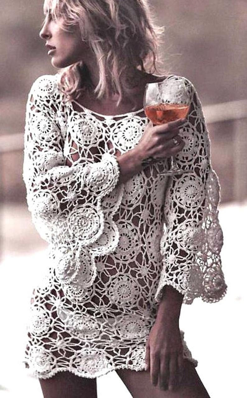 Crochet Boho Mini Dress