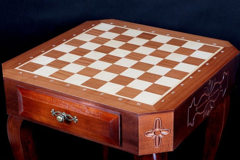 Solid Mahogany Wood Luis 15 Chess Table. Christmas Gift