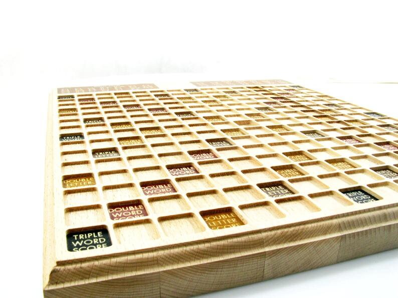 Wooden Scrabble Board Game. Customisable Scrabble Wood Board Game