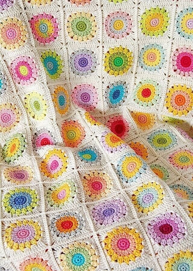 Square Patch, Granny square , Bouquet Crochet Bed Cover, Granny, Blanket crochet