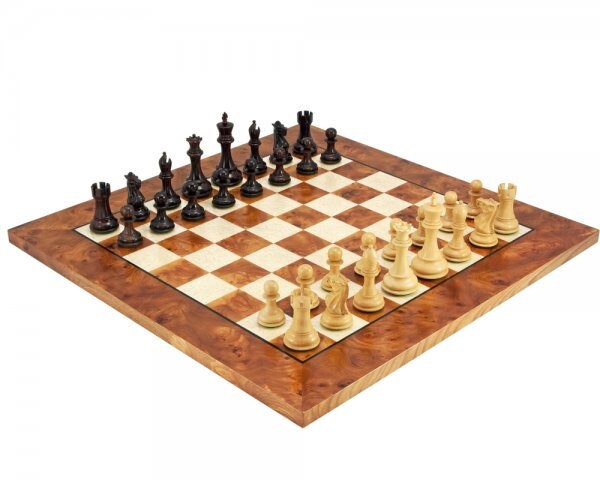 Root wood and Oak veneers Chessboard, High gloss lacquered, Christmas Gift