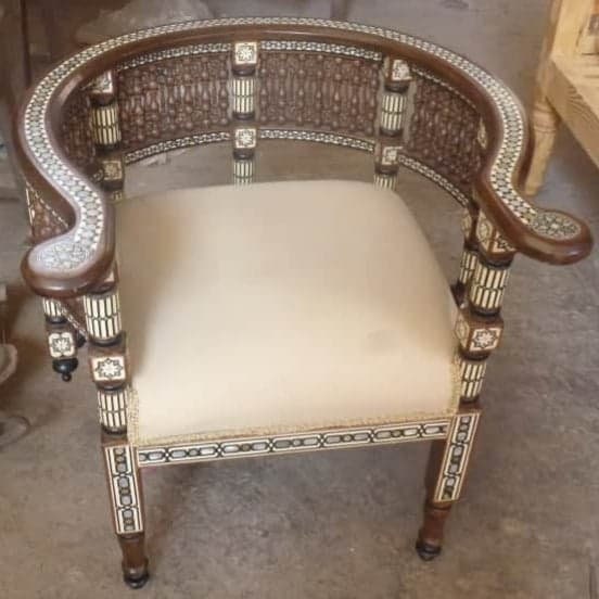 Arabesque Latticework Arm Chair with mother of pearl inlay