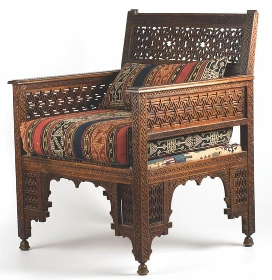Arabesque Ornamented  Carved Armchairs