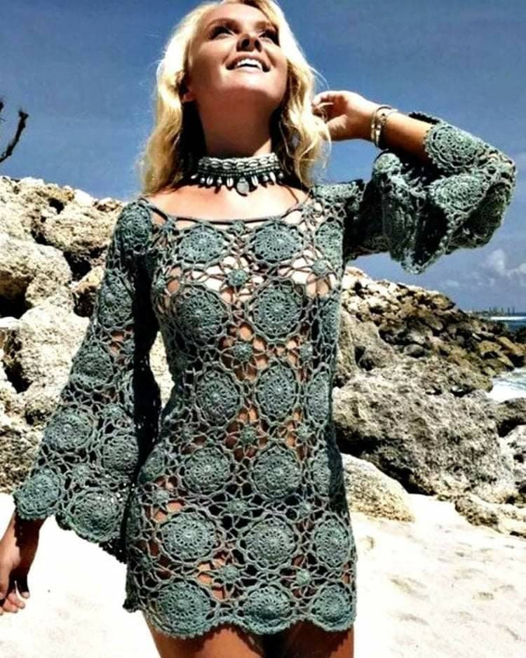 Crochet Boho Mini Dress