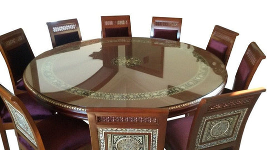 Round Arabesque Dining Room/Chairs with Mother of Pearl Inlay