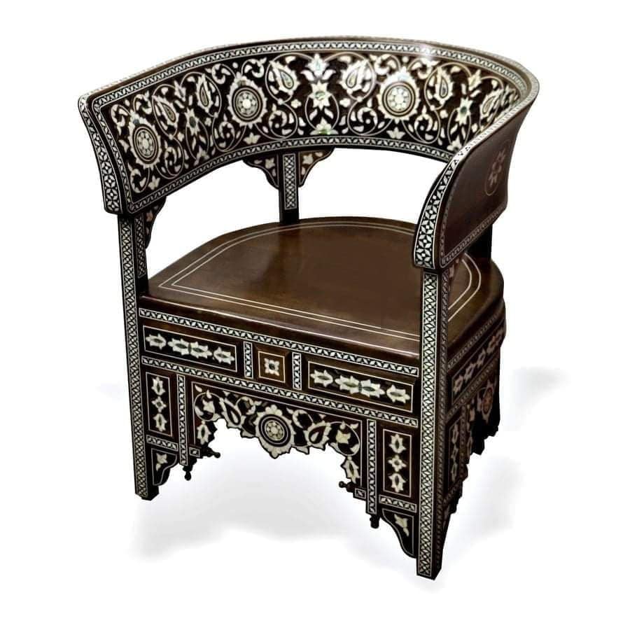 Mother of Pearl Inlaid Round Armchair