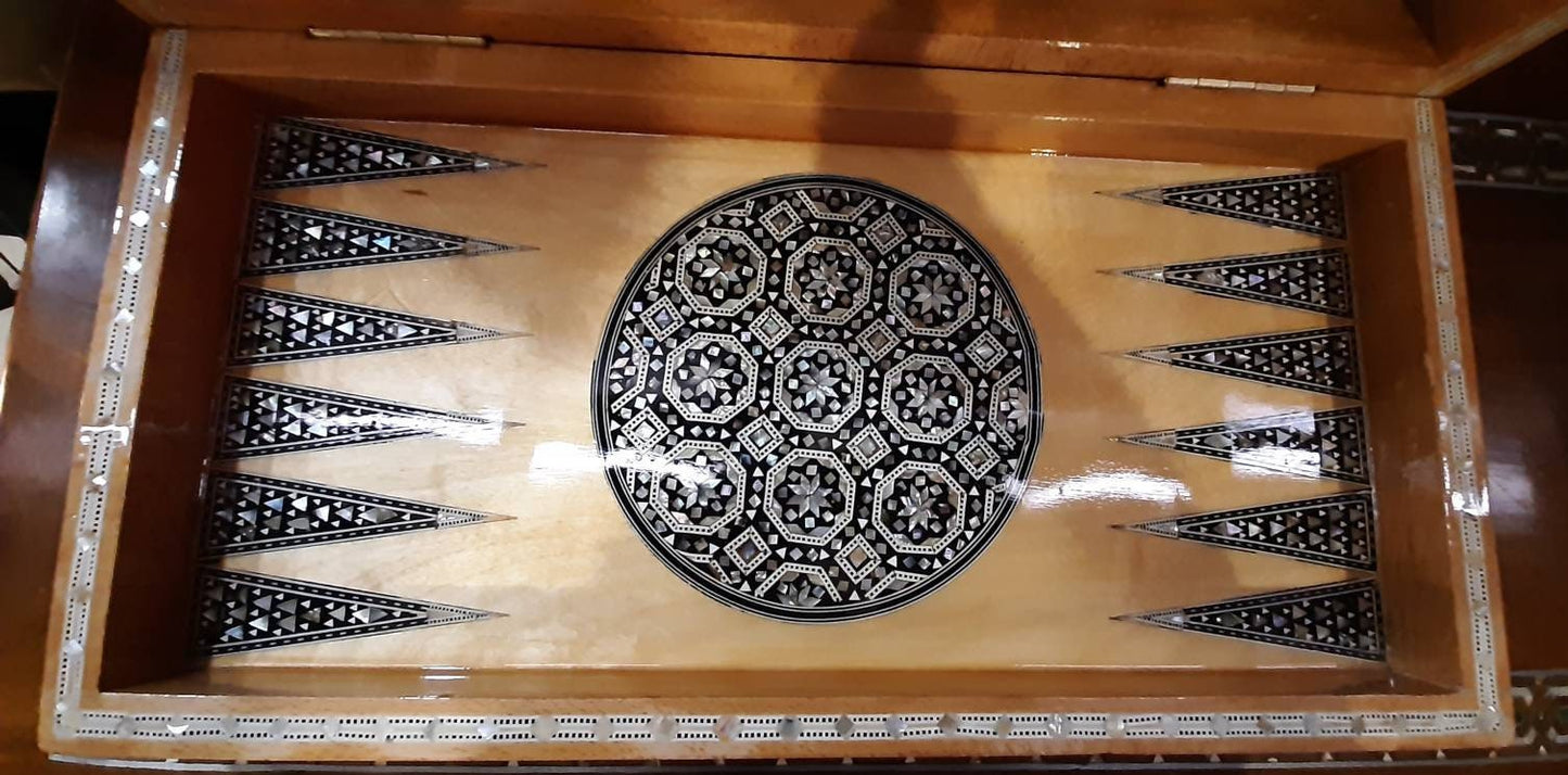 Egyptian Backgammon/Chessboard with Mother of Perl Inlay