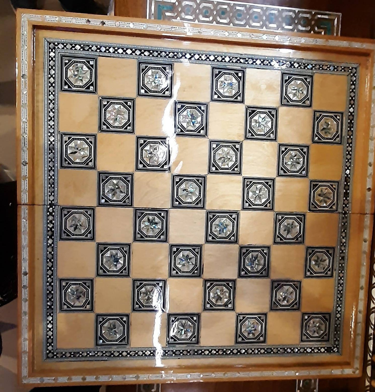 Egyptian Backgammon/Chessboard with Mother of Perl Inlay