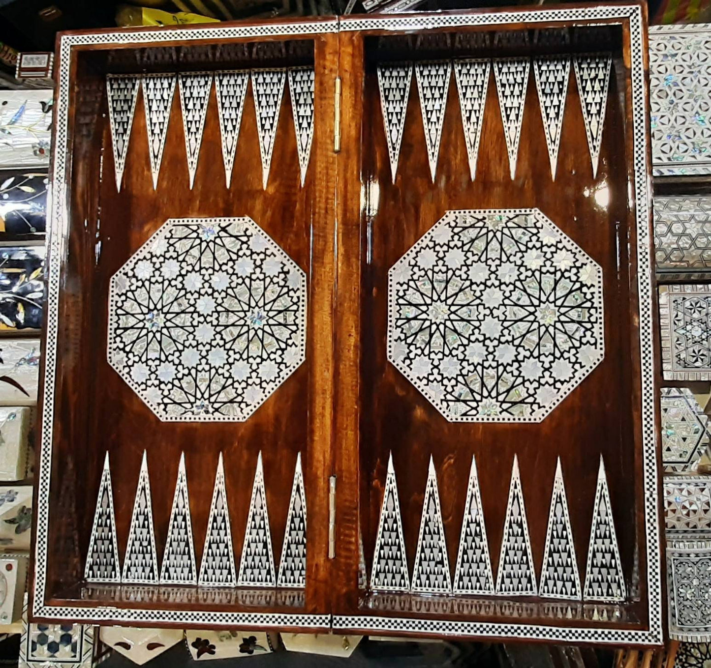Exotic Backgammon with Mother of Pearl Inlay