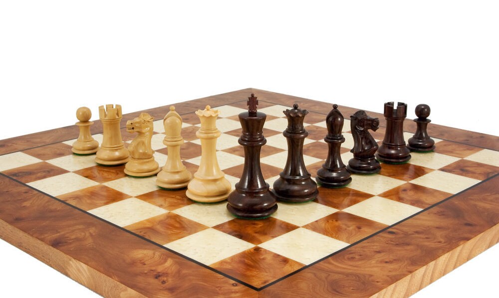 Root wood and Oak veneers Chessboard, High gloss lacquered, Christmas Gift