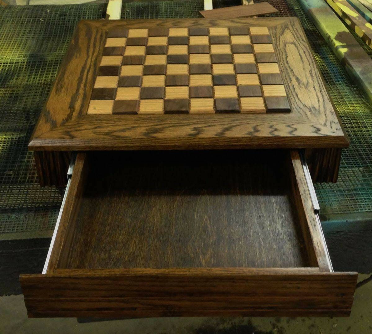 Solid Beech Pine Wood Chessboard Box with Drawer. Christmas Gift