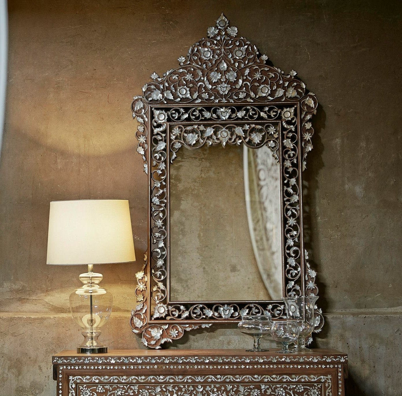 Syrian Mother Of Pearl Inlaid Mirror Frame