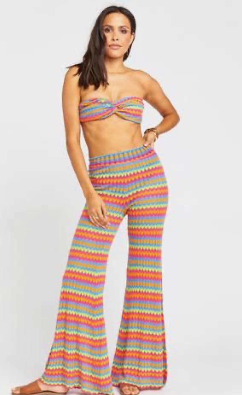 Multi-Colour Crochet Trousers With Tube Top