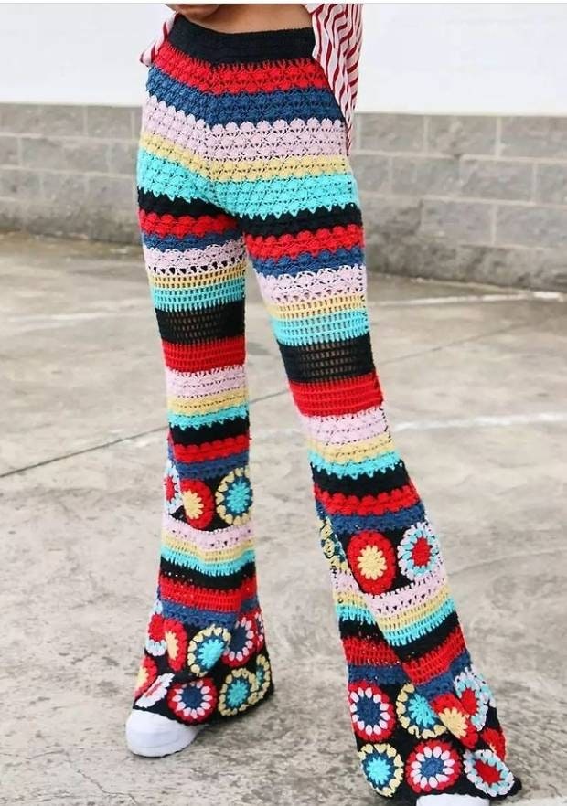 Multi-Colour Crochet Trousers