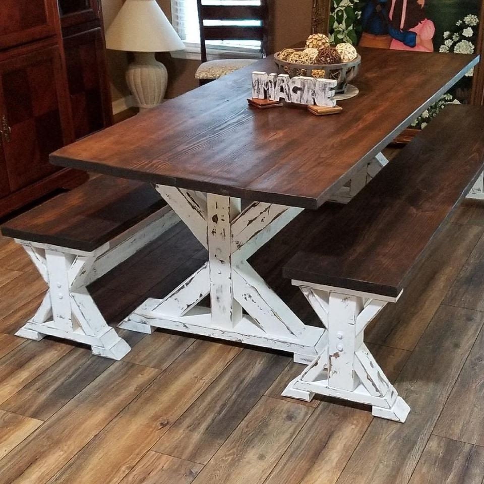 Rustic Dining/ Coffee Table with Bench