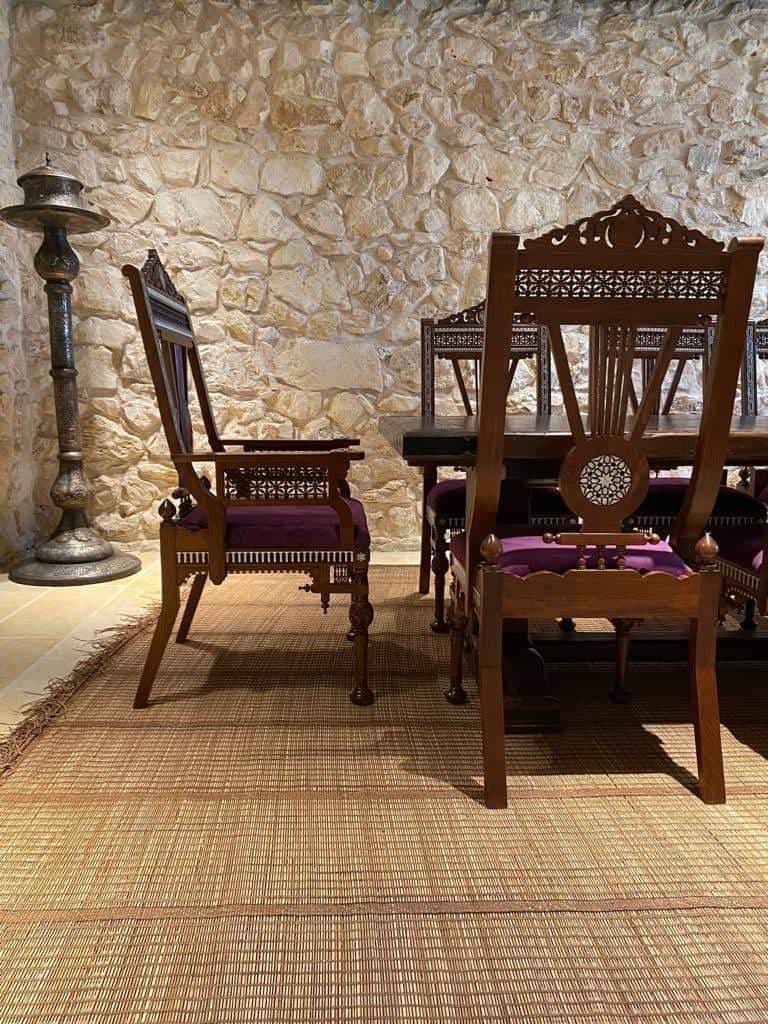 Twin Classic Carved Dining Chairs with Mother of Pearl Inlay