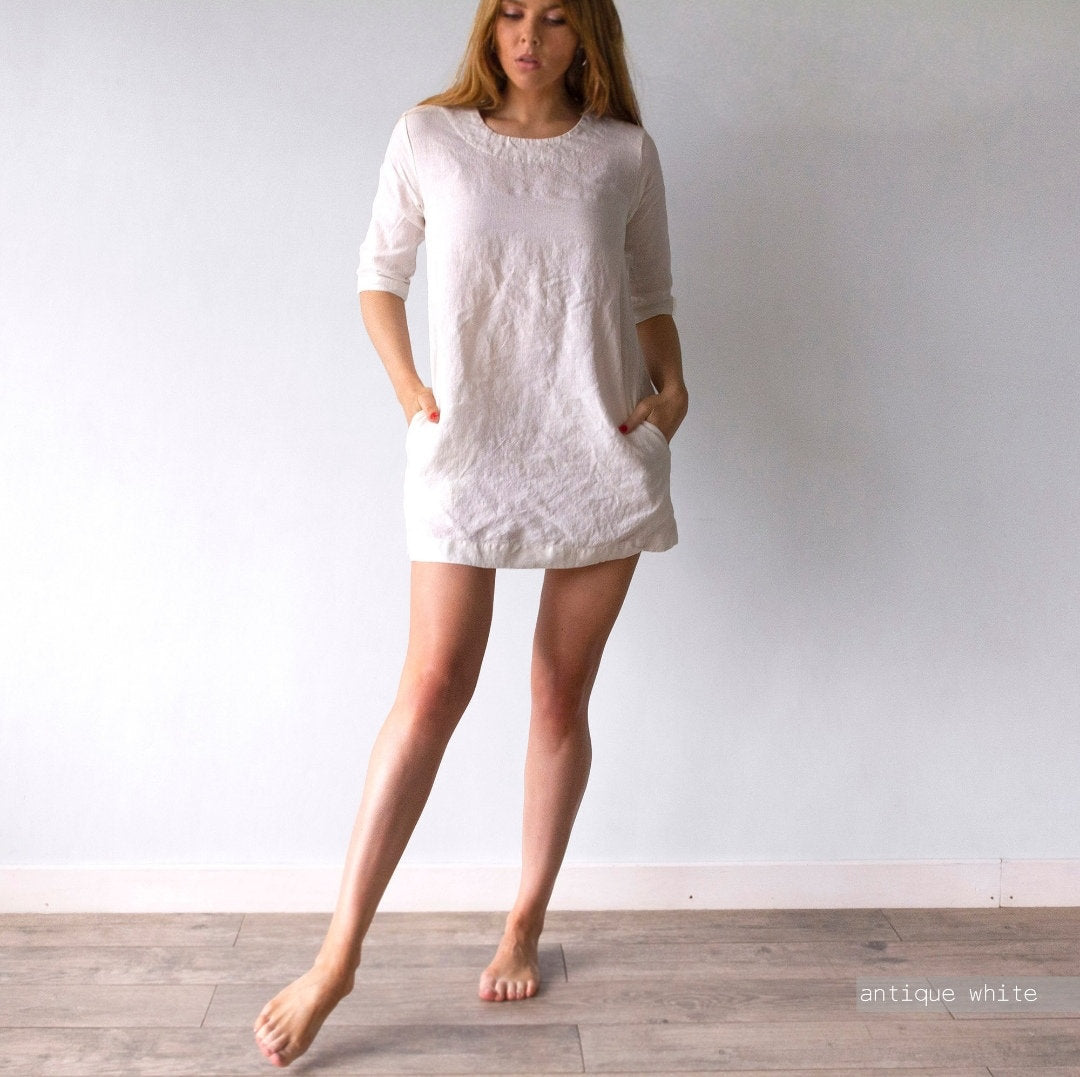 Summer Cotton Linen Mini Dress