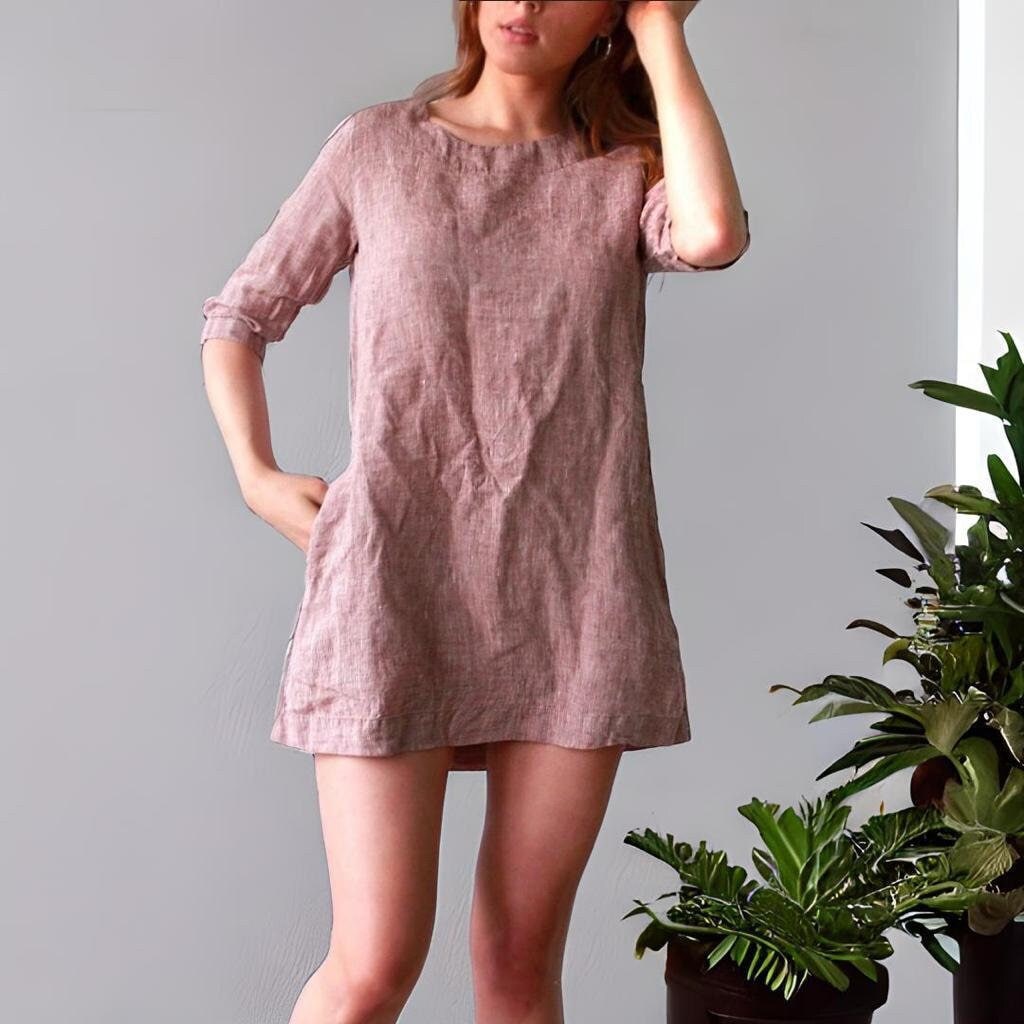 Summer Cotton Linen Mini Dress