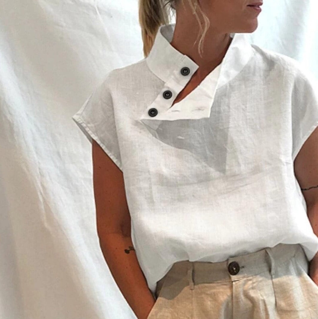 Cotton Linen Sleeveless Shirt / Blouse