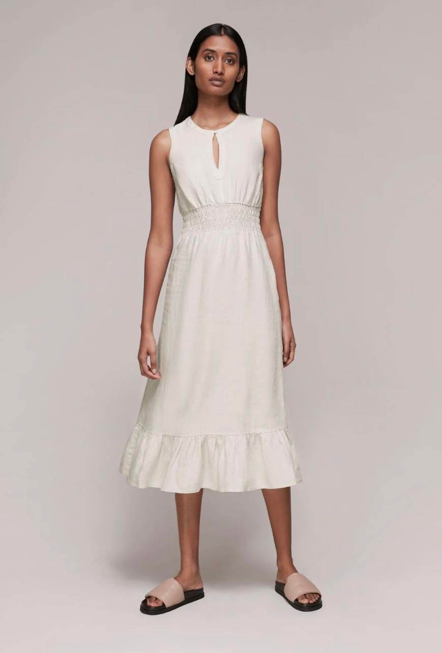 Cotton Linen Midi  Dress