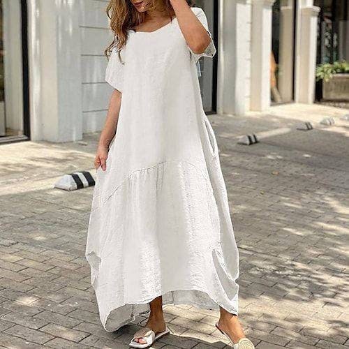 Cotton Linen Short Sleeve Dress
