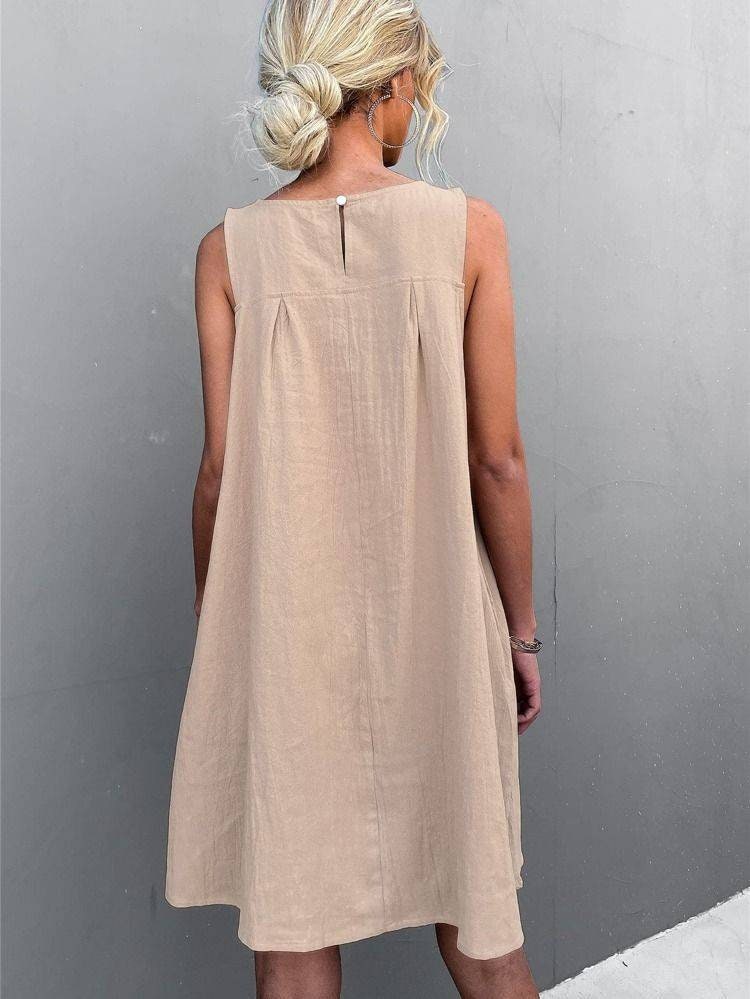 Sleeveless Mini A-Line Cotton Linen Dress