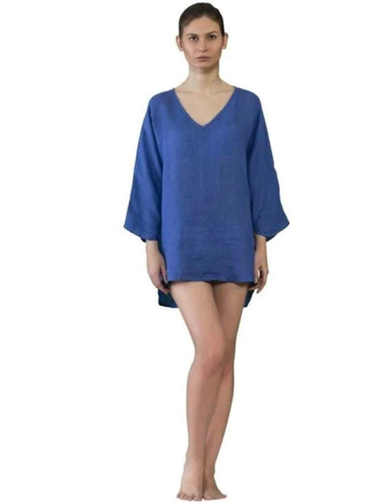Long Sleeve Cotton Linen Blouse / Shirt Dress