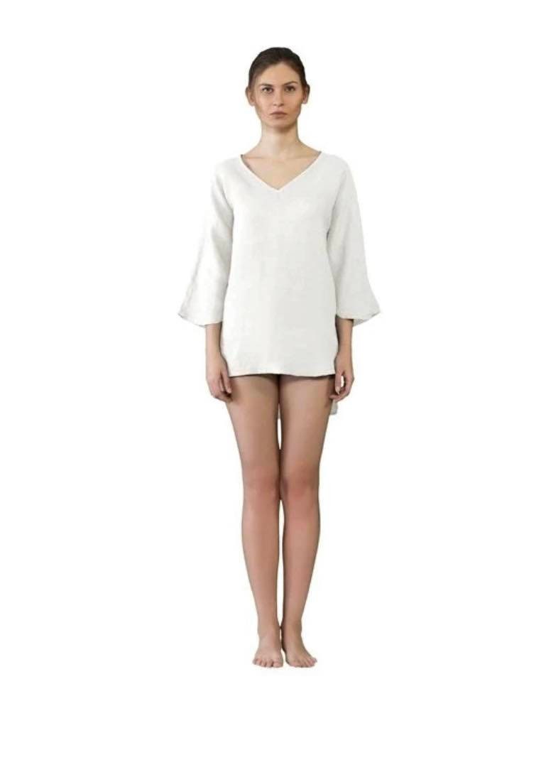 Long Sleeve Cotton Linen Blouse / Shirt Dress
